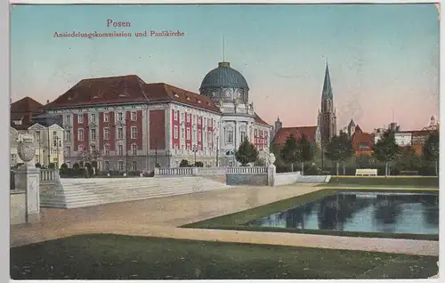 (112459) AK Posen, Poznan, Ansiedlungskommission, Paulikirche, Feldpost 1916