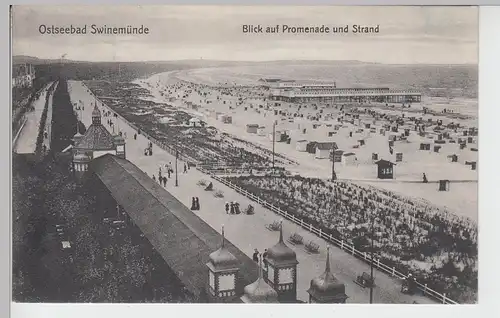 (88069) AK Swinemünde (Swinoujscie), Blick a. Promenade u. Strand 1909