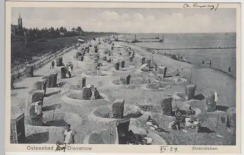 (79593) AK Ostseebad Ost-Dievenow, Dziwnów, Strandleben, 1929