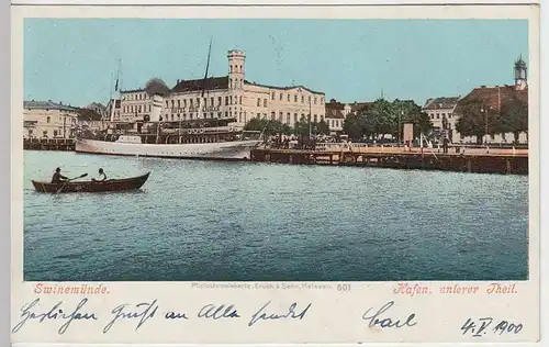 (31415) AK Swinemünde, Swinoujscie, Hafen, unterer Theil, 1900