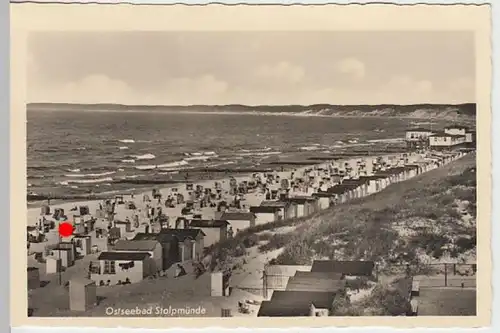 (22328) Foto AK Stolpmünde, Ustka, Strand 1933-45