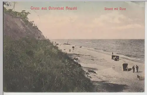 (112109) AK Gruß aus Ostseebad Rewahl, Rewal, Strand, Düne, Strandkörbe 1912