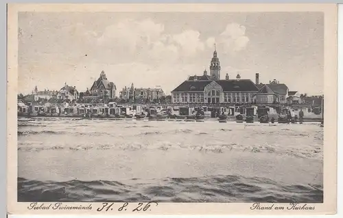 (109597) AK Swinemünde, Swinoujscie, Strand, Kurhaus 1926