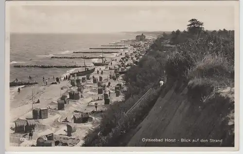 (109228) Foto AK Ostseebad Horst, Niechorze, Strand, Strandkörbe 1936