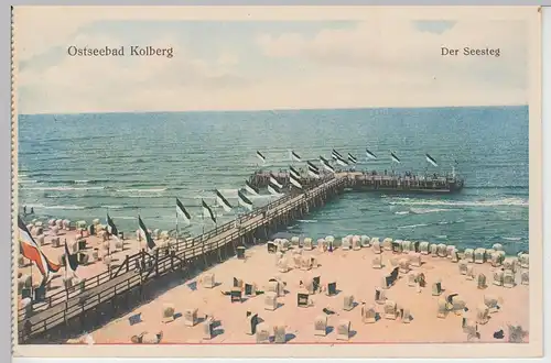 (105456) AK Ostseebad Kolberg, Kolobrzeg, Seesteg, aus Kartenheft vor 1945