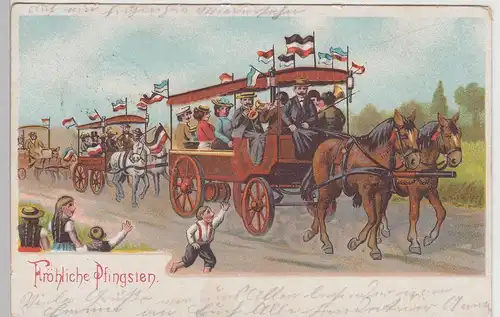 (112931) AK Fröhliche Pfingsten, Festumzug Pferdewagen 1910