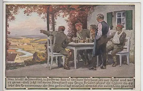 (97835) Künstler AK Patriotika, Was blinkt so freundlich in der Ferne, 1915