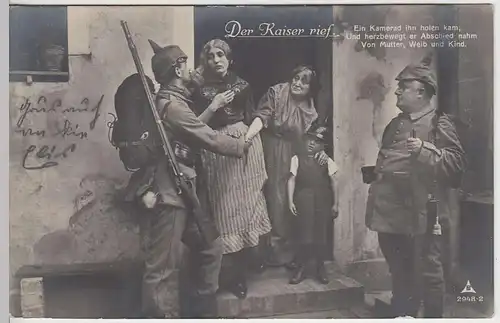 (37413) Foto AK 1.WK -Der Kaiser rief-, Abschied von den Frauen, 1916