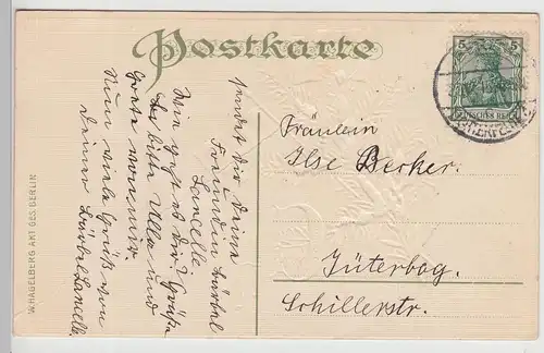 (115026) Künstler AK Patriotika, Fahnen, Neujahrsgruß, Prägekarte 1915