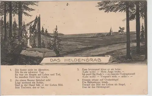(114801) AK Patriotika, Gedicht >Das Heldengrab< 1910er