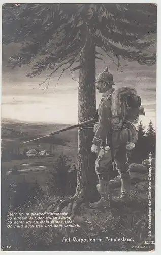 (114213) Foto AK Patriotika >Auf Vorposten in Feindesland< 1916