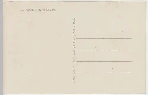 (8500) Foto AK Paris, Rathaus, vor 1945