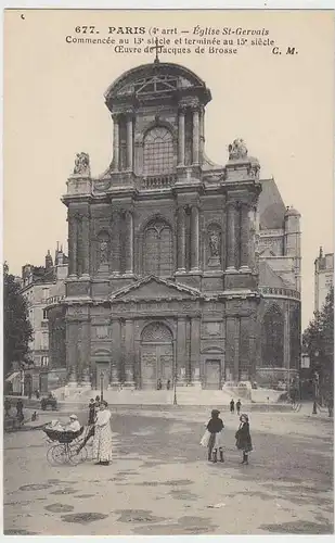 (32139) AK Paris, Kirche St. Gervais Commencée, vor 1945
