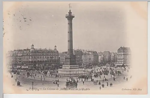 (110163) AK Paris, La Colonne de Juillet, Place de la Bastille 1903