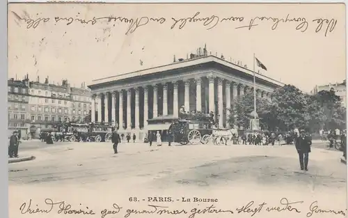 (110152) AK Paris, la Bourse, Börse, Pferdekutschen 1904