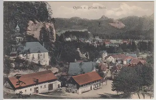 (106838) AK Oybin, Ort mit Kirche, Blick vom gelben Stein 1911