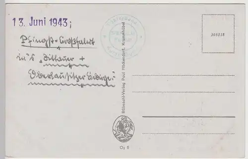 (106469) AK Oybin, Töpferbaude mit Felsentor, 1943