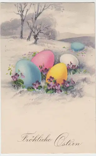 (51107) AK Fröhliche Ostern, bunte Eier auf Wiese, 1927