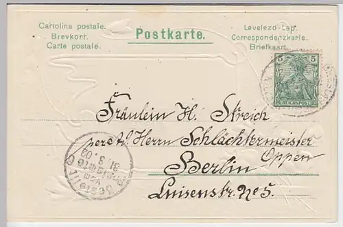 (23853) AK Ostern, Prägekarte, Veilchen 1902