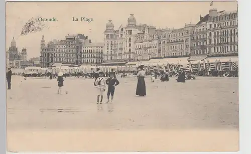 (109994) AK Ostende, Plage, Strand, Umkleidewagen, Hotel, Feldpost 1915