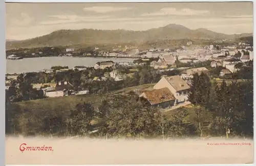 (25961) AK Gmunden, Panorama, bis um 1905, Werbung f. Selbmanns Cacao