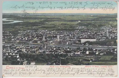 (109133) AK Linz an der Donau, Blick vom Pöstlingberg 1903