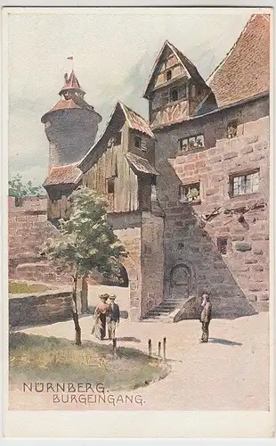 (98980) Künstler AK Nürnberg, Burgeingang, vor 1945