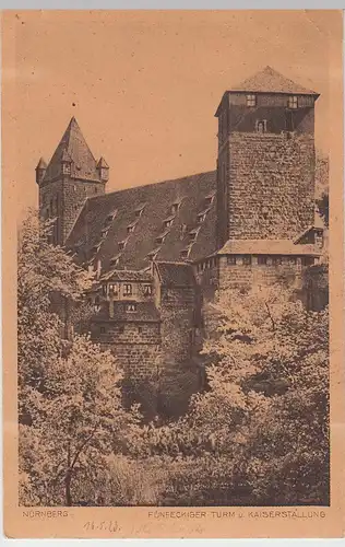 (96129) AK Nürnberg, fünfeckiger Turm, Kaiserstallung, Burg 1923