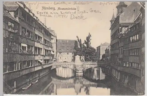 (95146) AK Nürnberg, Museumsbrücke, Heilig Geist Spital 1906