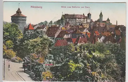(91266) AK Nürnberg, Blick vom Hallertor zur Burg, vor 1945