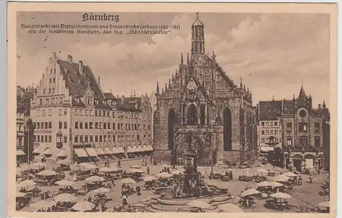 (84566) AK Nürnberg, Hauptmarkt, Neptunbrunnen, Frauenkirche 1931