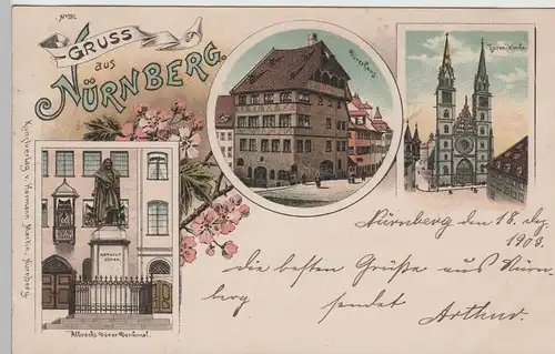 (82794) AK Gruss aus Nürnberg, Mehrbild Litho 1903