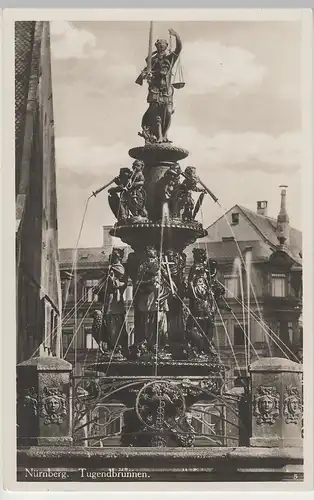 (81040) Foto AK Nürnberg, Tugendbrunnen, vor 1945