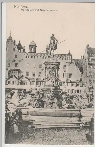 (81034) AK Nürnberg, Marktplatz, Neptunbrunnen, um 1907