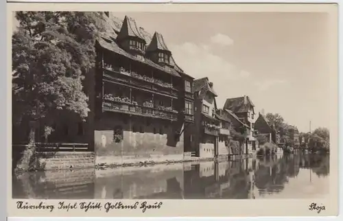 (8094) Foto AK Nürnberg, Insel Schütt, Goldenes Haus, vor 1945