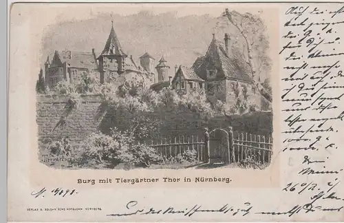 (78578) Künstler AK Nürnberg, Burg, Tiergärtnertor 1898