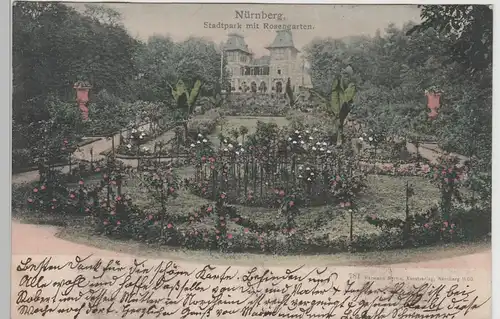 (78393) AK Nürnberg, Stadtpark mit Rosengarten, 1900