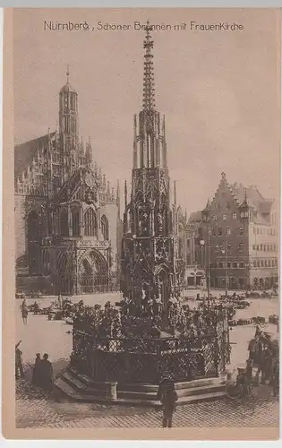 (77261) AK Nürnberg, Schöner Brunnen mit Frauenkirche, vor 1945