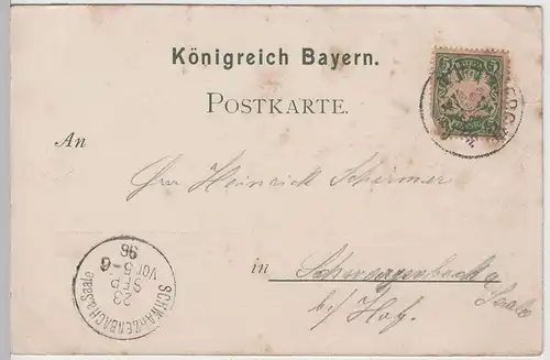 (76074) Künstler AK Gruß aus Nürnberg, Bayer. Landesausstellung 1896