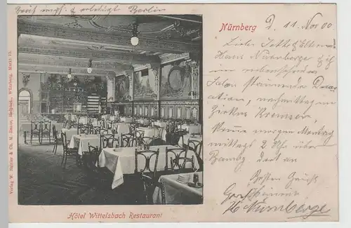 (76068) AK Nürnberg, Hotel Wittelsbach, Restaurant 1900