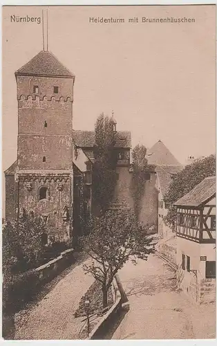 (75610) AK Nürnberg, Burg, Heidenturm, Brunnenhäuschen, vor 1945