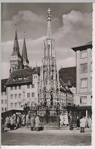 (69462) Foto AK Nürnberg, Schöner Brunnen, Sebalduskirche 1958