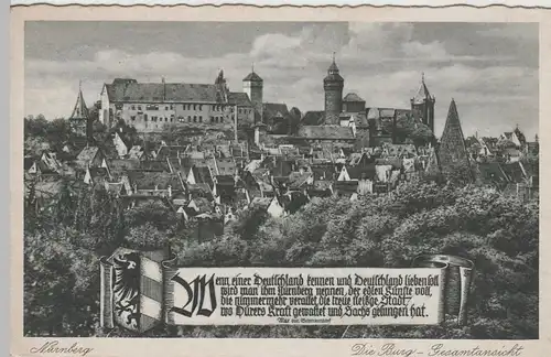(68511) AK Nürnberg, Burg Gesamtansicht, 1939
