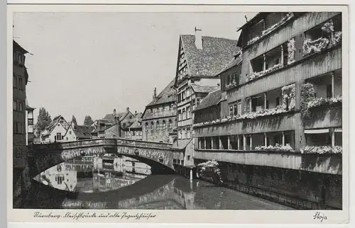 (68506) AK Nürnberg, Fleischbrücke und alte Pegnitzhäuser, 1933-45