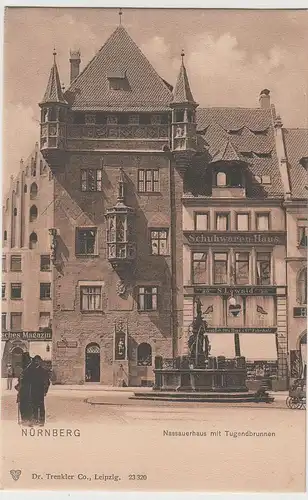 (65814) AK Nürnberg, Nassauerhaus mit Tugendbrunnen, um 1905