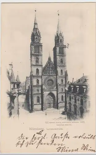 (51671) AK Nürnberg, Lorenzkirche, 1907