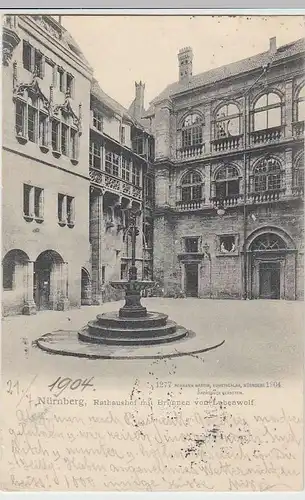 (32107) AK Nürnberg, Rathaushof m. Brunnen, 1904