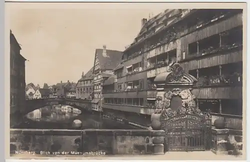 (22122) Foto AK Nürnberg, Blick von der Museumsbrücke, vor 1945