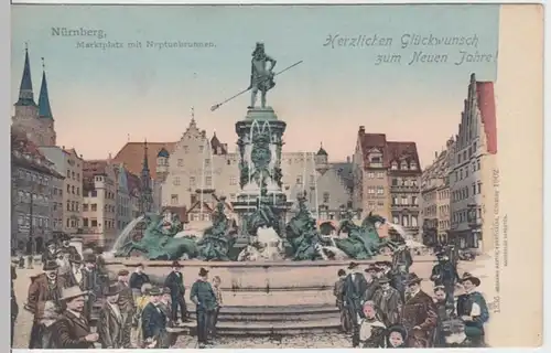 (15357) AK Nürnberg, Marktplatz, Neptunbrunnen, um 1902