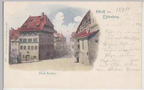 (115434) AK Gruss aus Nürnberg, Albrecht-Dürer-Haus 1899